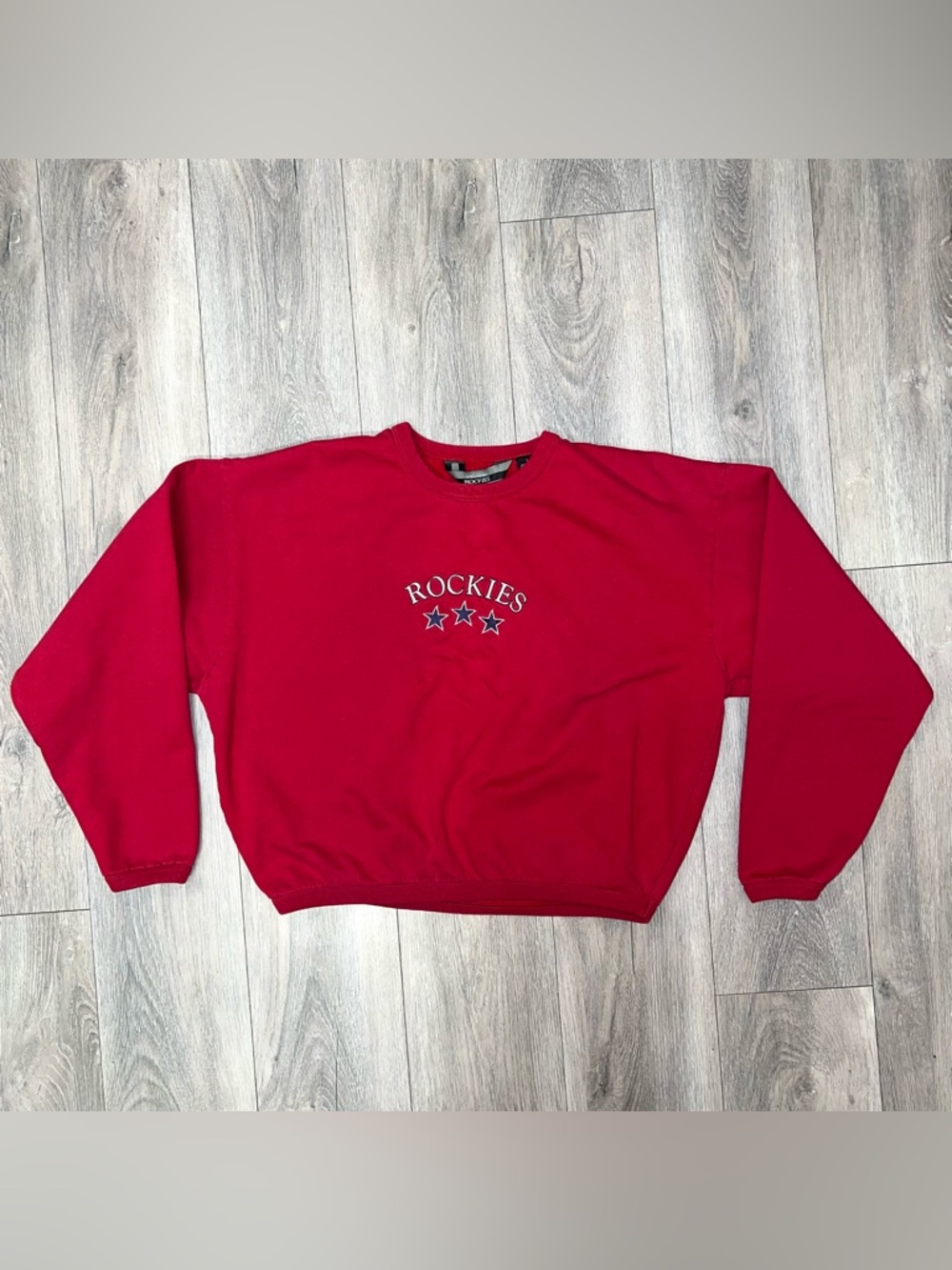 VTG Rockies Authentic Jeans Wear 90's Boxy Red Sweatshirt Size Large